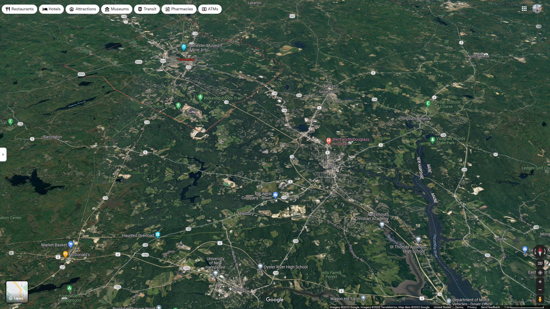 Rochester Aerial Map New Hampshire